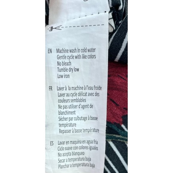 Mandee Women's Size Small Black/White Striped Floral Top - Picture 5 of 5